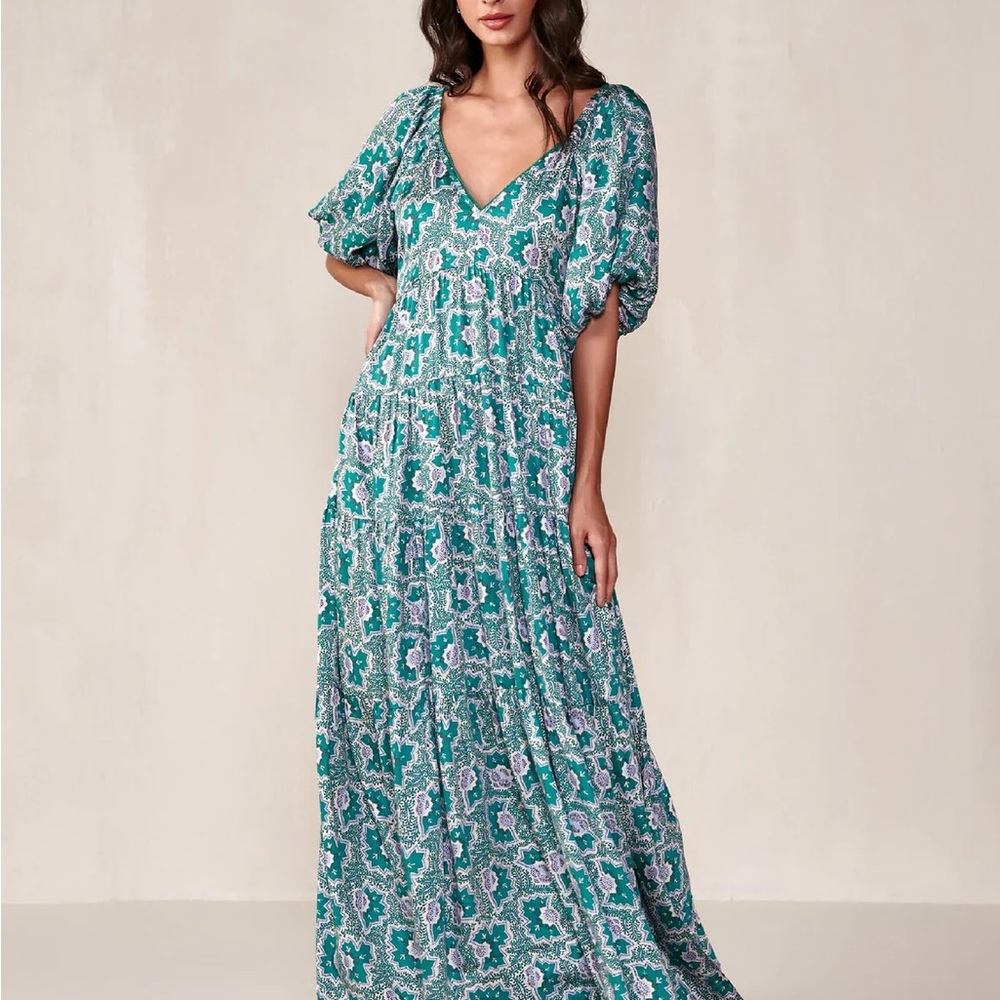 Omika Floral Green Maxi Dress